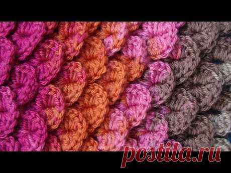 Узор 18 Чешуйки Сrocodil crochet pattern Вязание крючком - YouTube