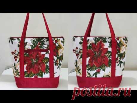 EASY CLOTH BAG MAKING AT HOME !!! SHOPPING BAG CUTTING AND STITCHING | DIY TOTE BAG WITH LINING