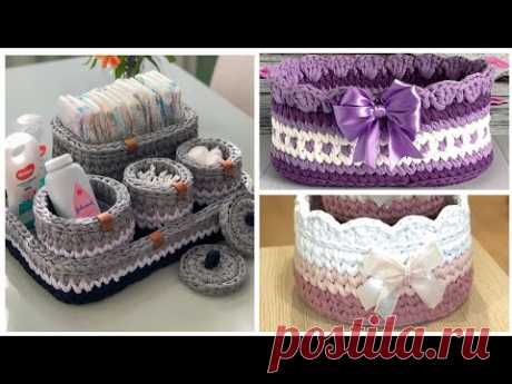 Most Beautiful Crochet Basket Designs / موديلات سلات بالكروشي غاية في الروعة