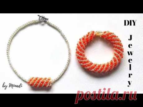 Russian spiral bracelet. Diy necklace +bracelet. Beading tutorial( spiral method)