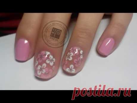 Цветочный дизайн для коротких ногтей | Flowers Nail Art Tutorial | KSEVA