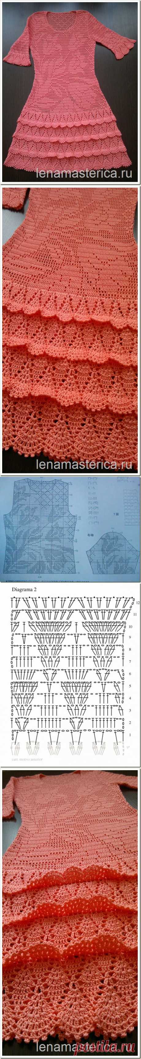 Вязаное крючком платье “Тюльпаны”, схемы