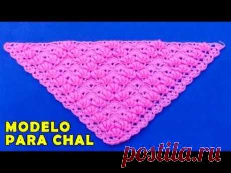 Punto para chales triangulares en punto flores rococo combinado con abanicos paso a paso en video tutorial. Modelo para Colchas y Cojines: https://www.youtub...