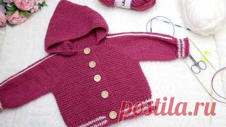 детская кофта спицами для новорожденного Реглан сверху мастер-класс-children's sweater