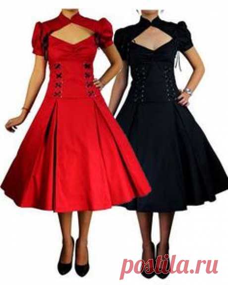 NEW - Rockabilly Fashion :: Rockabilly Black Red Corset 50's Prom Swing Vintage Retro Pleated Dress - Fancy Dress Costumes, Adult Costumes, Fancy Dress Costume Ideas