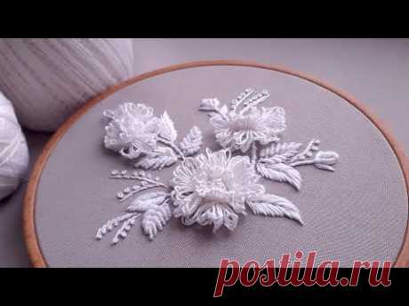Air Flower 3D White Embroidery - Cast on Stitch
