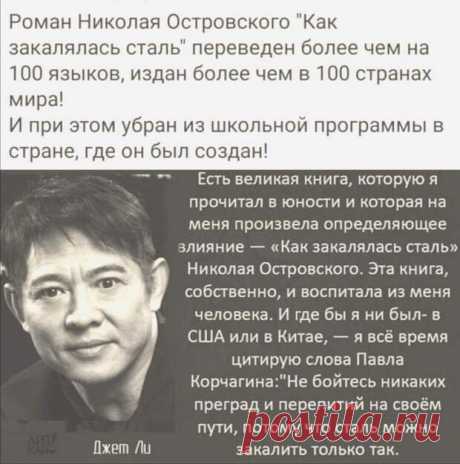 Цели Грефа или фраза глубокого уважения Джета Ли к Николаю Островскому - Темы дня - медиаплатформа МирТесен КИТЧ &amp;Life Противостояние грефов и общества выражается через культуру. Ее у нас пытаются отнять. Как и память. В детстве смотрел кино "Как закалялась сталь". Прочитал книгу. Помню еще фильм "Коммунист" с Урбанским. Эти книги и фильмы формировали мою идеологию. И не только мою Суть проста -