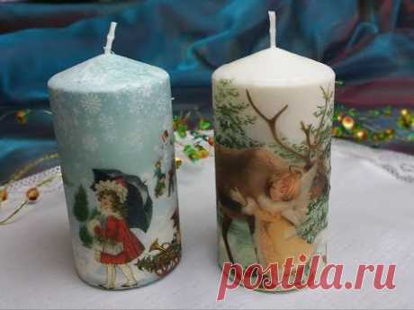 Candele  decorate con trasferimento di immagine,Tutorial: Decorate candles with paper napkins