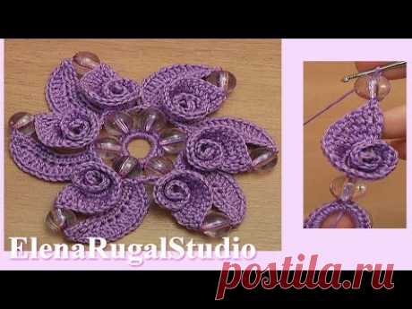 3D Spiral 6-Petal Crochet Flower Tutorial 120