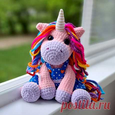 PDF Единорожка Зефирка крючком. FREE crochet pattern; Аmigurumi animal patterns. Амигуруми схемы и описания на русском. Вязаные игрушки и поделки своими руками #amimore - плюшевый единорог, большая единорожка из плюшевой пряжи.