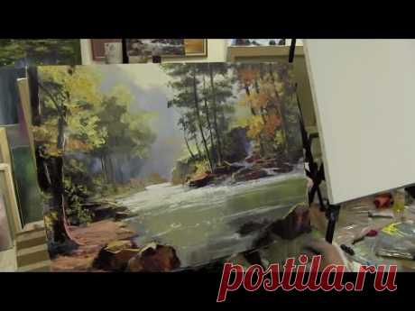 How to paint landscape with oils. Alla prima. Paint landscape easy way - YouTube