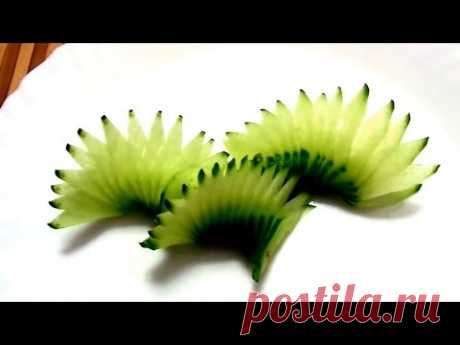 HOW TO MAKE CUCUMBER DESIGN - VEGETABLE CARVING &amp; CUCUMBER GARNISH - ART IN CUCUMBER