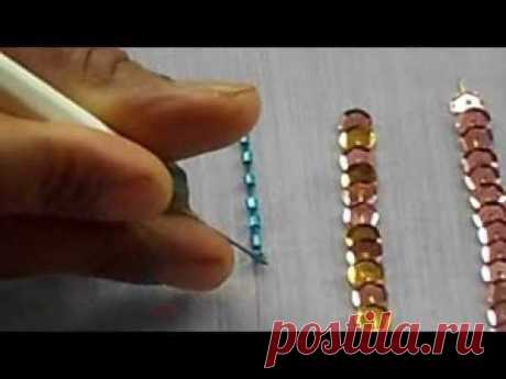 AARI / TAMBOUR /MAGGAM EMBROIDERY: how to sew bugle bead with a aari needle