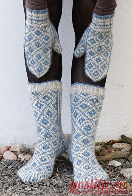 Вязаные носки и варежки «Fjord Mosaic» | ВЯЗАНЫЕ НОСКИ