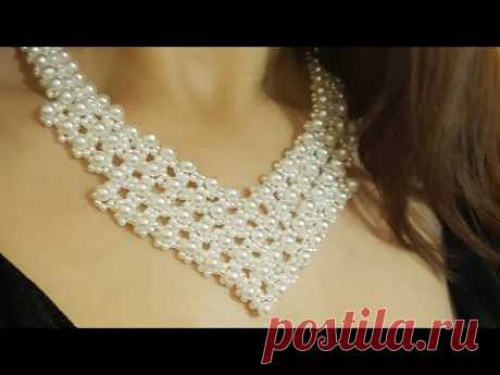 Beaded necklace/PEARL NECKLACE/Жемчужное ожерелье/Жемчужное колье