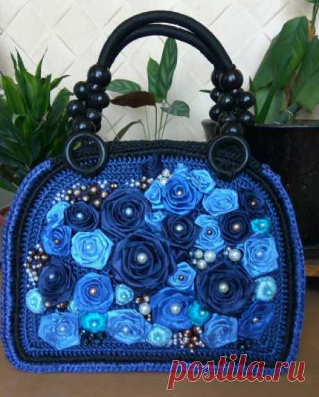Купить сумка из атласных лент ручной работы у мастера без наценок | DIY Рукоделие - Вязание