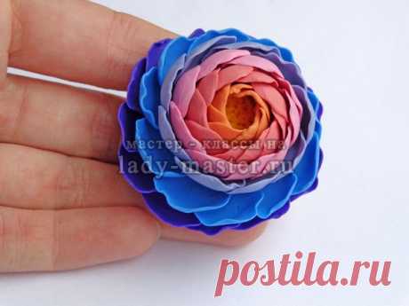 Кольцо из полимерной глины с цветком
