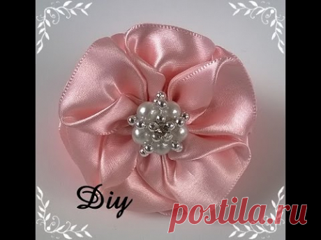 DIY - Flor de fita de cetim \ Flower satin ribbon - DIY