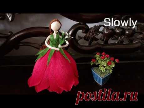ABC TV | How To Make Rose Fairy Doll From Crepe Paper (Slowly) - Craft Tutorial