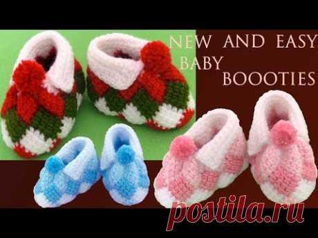 Zapatos tejidos a crochet en Punto fácil para bebes niñas y niños tejido tallermanualperu