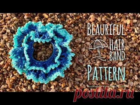 Как связать резинку для волос КРЮЧКОМ 🌊 / Beautiful crochet hair band pattern