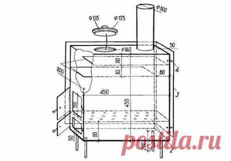 Схема конструкции буржуйки