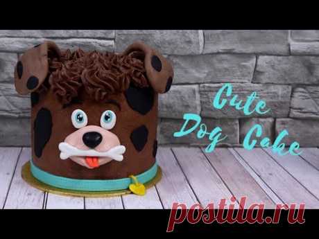 Cute Chocolate Buttercream Dog Cake