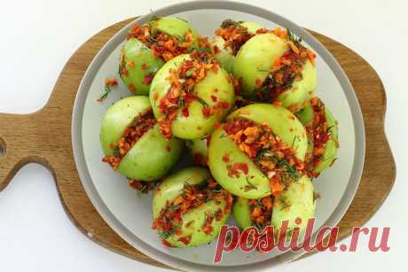 Квашеные фаршированные зеленые помидоры: рецепт с фото пошагово
