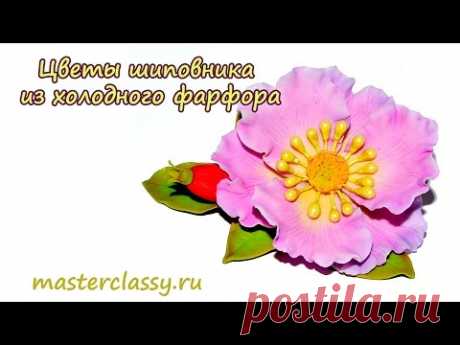 DIY. Miniature Flowers Tutorial - cold porcelain. Цветы шиповника из холодного фарфора. Видео урок