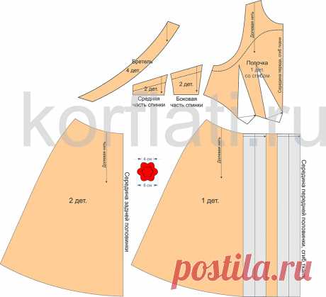Выкройка платья с аппликацией от Анастасии Корфиати Это невероятное платье покорит вас с первого взгляда. Оно летнее, летящее, яркое, но главный акцент - огненно-красные цветы. Выкройка платья с аппликацией.