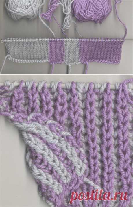 Цветное вязание: двухцветный жгут и двухцветная английская резинка.