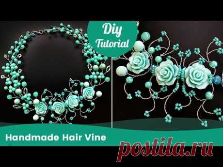 Hair Accessory Ideas. Handmade DIY Hair Vine from Beads and Wire