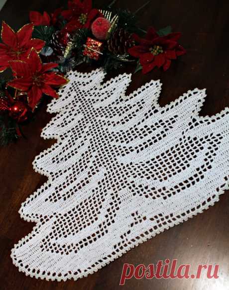 Holiday tree Crochet Doily от DoilyMania на Etsy