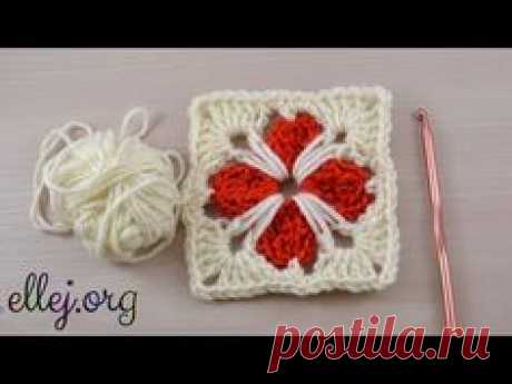Видео урок: Квадратный мотив крючком. Вязание крючком для начинающих. Crochet square motif. Tutorial - YouTube