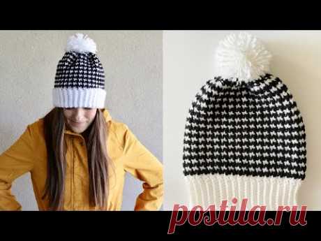 Houndstooth Crochet Hat