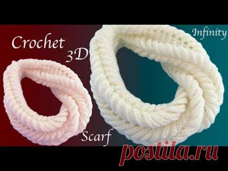 Bufanda a crochet punto espigas de trigo trenzadas en 3D Tejido tallermanualperu