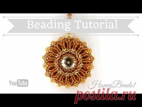 Shiny Rivoli Pendant 2 (The improved version) Beading Tutorial by HoneyBeads1 (Photo tutorial) - YouTube