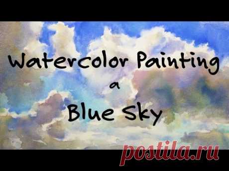 Blue Sky, Watercolor Painting Tutorial - YouTube