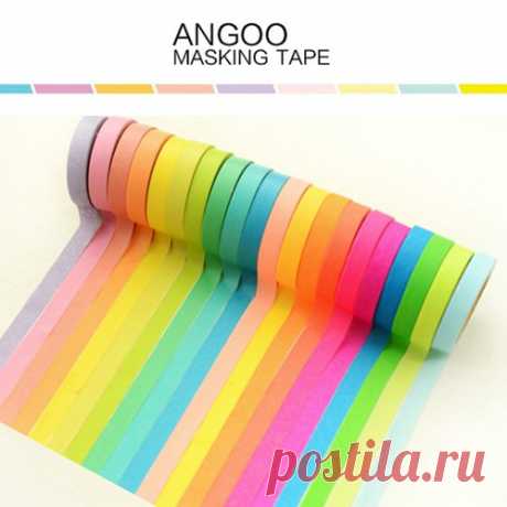 10 цвет / комплект Angoo клейкая лента цвета радуги декоративные клейкой ленты бумажные ленты zakka скрапбукинга школьные принадлежности 6406 купить на AliExpress
