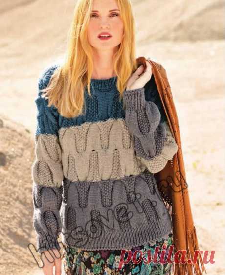 Пуловер с плетеным узором - Хитсовет