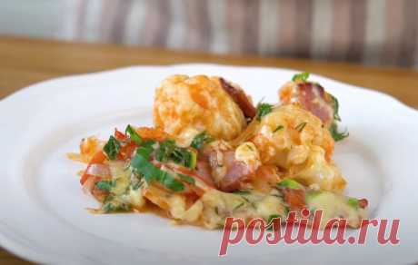 Цветная капуста с беконом помидорами и сыром рецепт пошаговый с фото и видеона Все рецепты ру #кулинария #еда