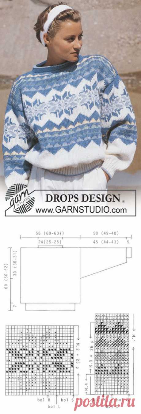 DROPS jumper with star pattern border in “Alaska”. Size S-L. ~ DROPS Design