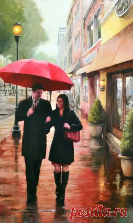 Один зонтик на двоих..... Подборка живописи. 