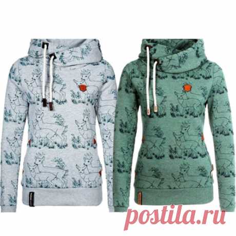 Womens Long Sleeve Warm Hoodie Sweater Outwear Deer Print Pullover Jacket Coat | eBay