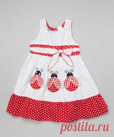 White &amp; Red Ladybug Babydoll Dress - Infant Toddler &amp; Girls