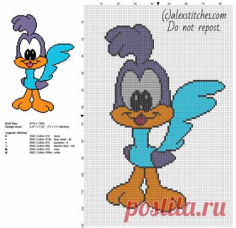 Baby-The-Road-Runner-Looney-Tunes-character-free-cross-stitch-pattern-71-x-111.jpg (2915×2820)
