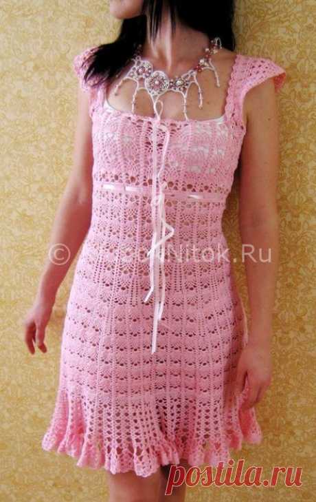 Розовое платье с ананасиками | Вязание для женщин | Вязание спицами и крючком. Схемы вязания.