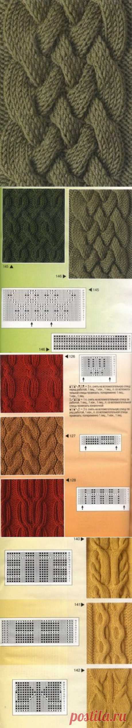 Подборка узоров с косами спицами. Схемы вязания узоров | Домоводство для всей семьи