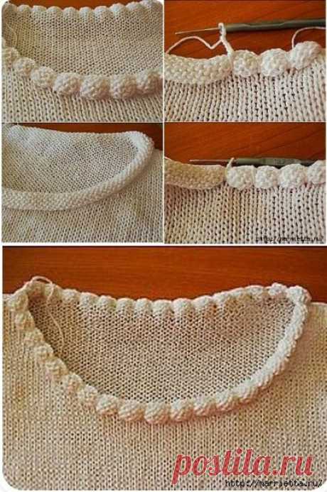 Интересное решение обработки горловины пуловера | Подружки
