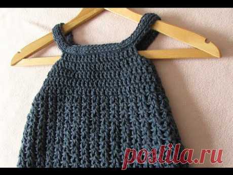 VERY EASY crochet baby / girl's pinafore dress tutorial - all sizes